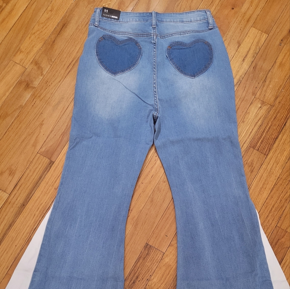 Heart colorblock flare jeans #7,9,11 - Picture 13 of 15